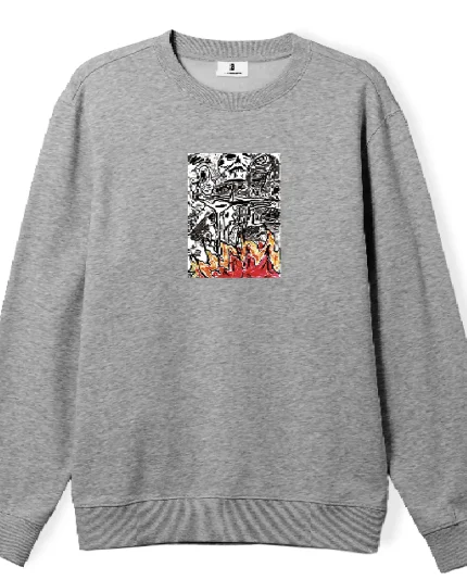 Screw Loose Poetic Collective – Burning Skull Grey Heather (1)