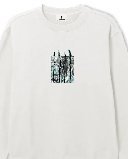 Screw Loose Poetic Collective – Three Stripes Ivory Crewneck (1)